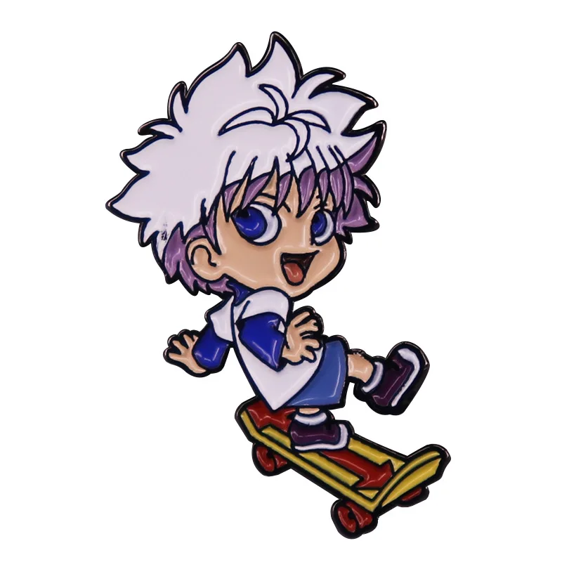 

1 Pcs Hot Japan Anime HUNTERxHUNTER Killua Zoldyck Skateboard Enamel Brooch Pins Boys Metal Badges for Clothes Fans Gifts Toys