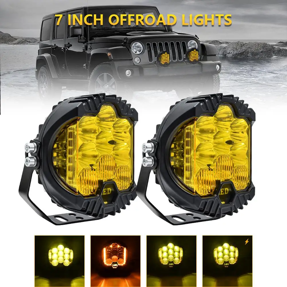 

1pc Car LED Work Light 3-sided Flashing Driving Lamp Angle Adjustable Front Headlights Replacement Parts