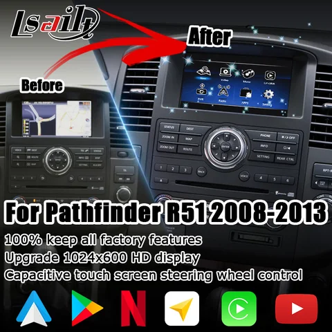 Обновленный Android-экран CP AA HD для Nissan Pathfinder R51 2008-2013 с android media video bypass IT08 08IT Lsailt