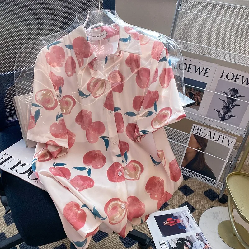 

Elegant New Summer Short Sleeve Office Top Female Casual Pink Blouse For Women Fashion Loose Shirts Woman SW40