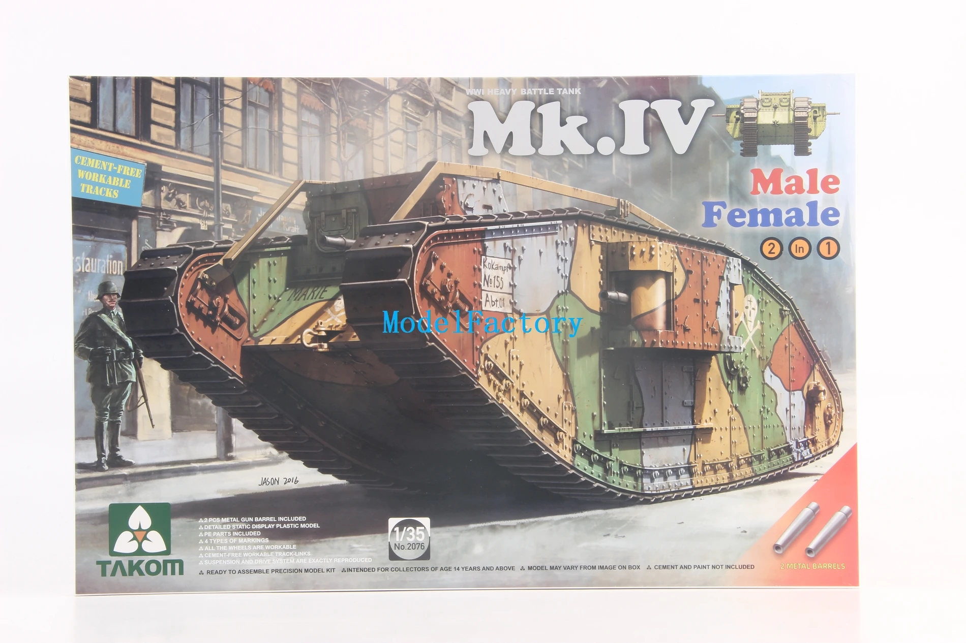 

Takom 2076 1/35 Scale WWI Heavy Battle Tank Mk.IV Male Female 2 in1 Assemble Plastic Model Kit