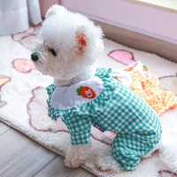 new summer cute rabbit clothes for dogs lightweight plaid comfy jumpsuit for lovely teddy bichon dog jumpsuit shirts xs s m l xl