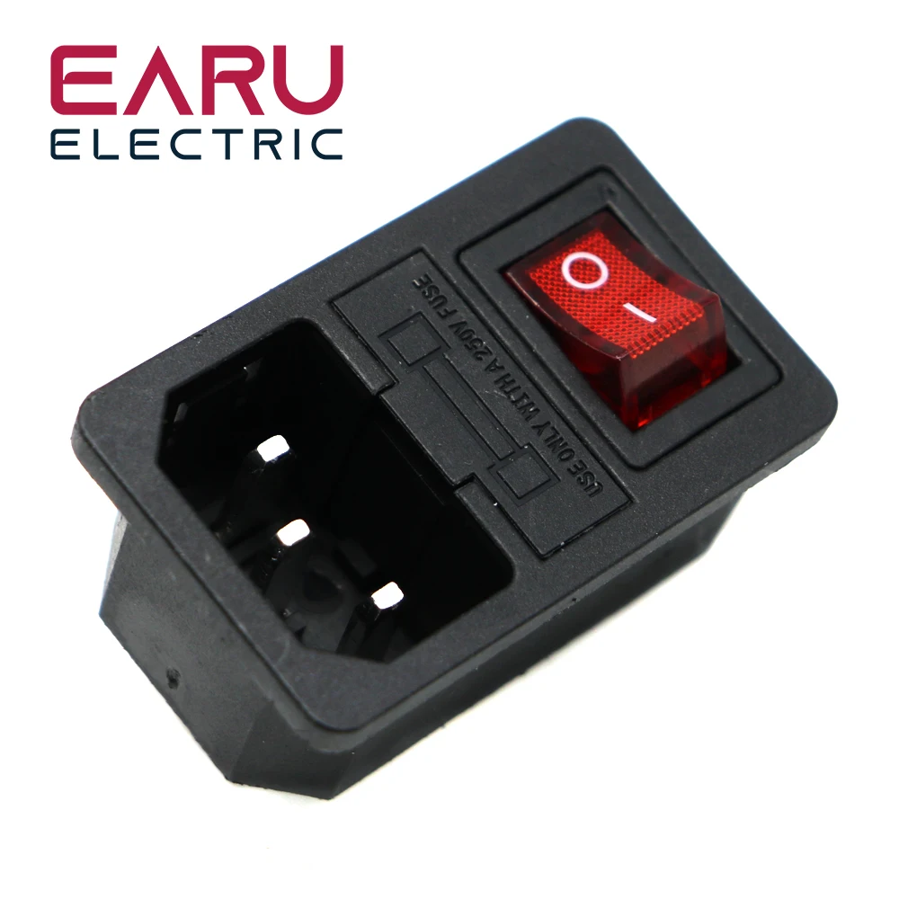 

EARUELECTRIC Кулисный переключатель с предохранителем 10А красный