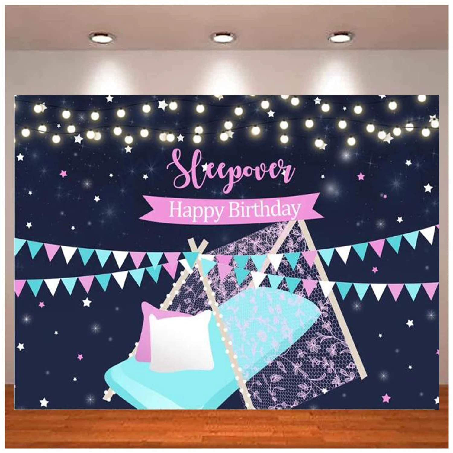

Photography Backdrop Slumber Sleepover Birthday Party Pajama Girls Pillow Fight Background For Decoration Girl Cake Table Banner