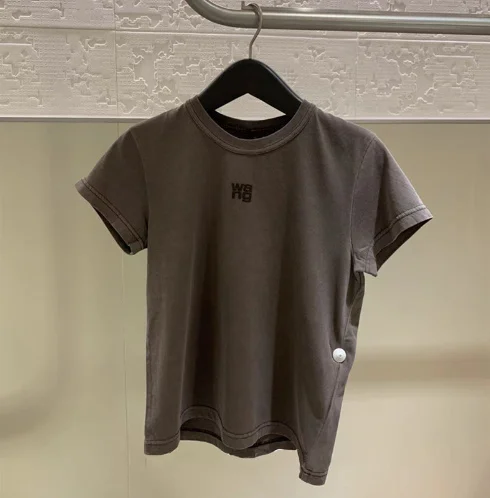 

Tshirt Summer Women's New Wang Letter Print Cotton Short Sleeve Slim T-shirts Tops High Street Tees