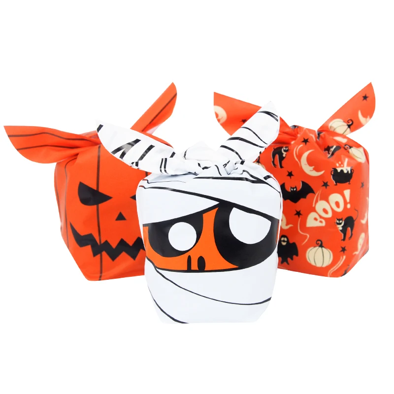 

25/50 шт., пластиковые пакетики для конфет на Хэллоуин
