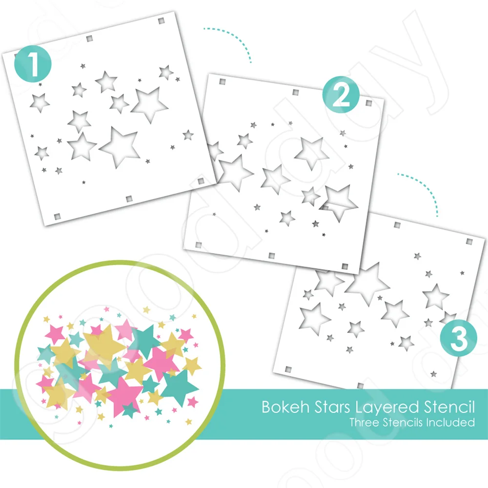 

2022 Arrival New Bokeh Stars Layering Stencil Used for Scrapbook Diary Decoration Embossing Template Diy Greeting Card Handmade