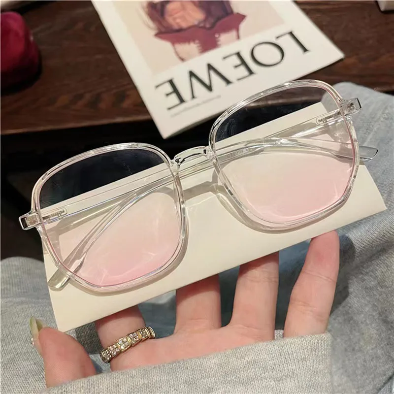 

Transparent Square Frame Sunglasses for Women Korean Retro Blush Pink Gradient Sunglasses Black Fashion Outdoor Sunglasses