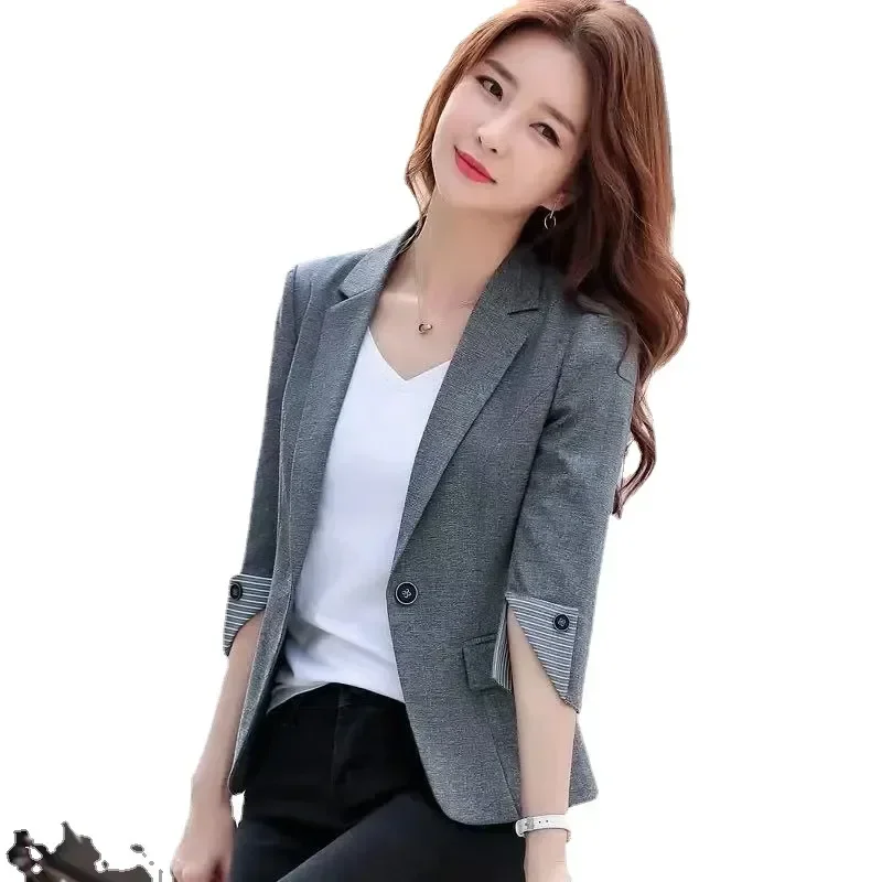 

Spring Autumn New Korean Version Women Coat Thin Professional Slim Fit Fashion Small Suit Casual Short Windproof Girls Coat