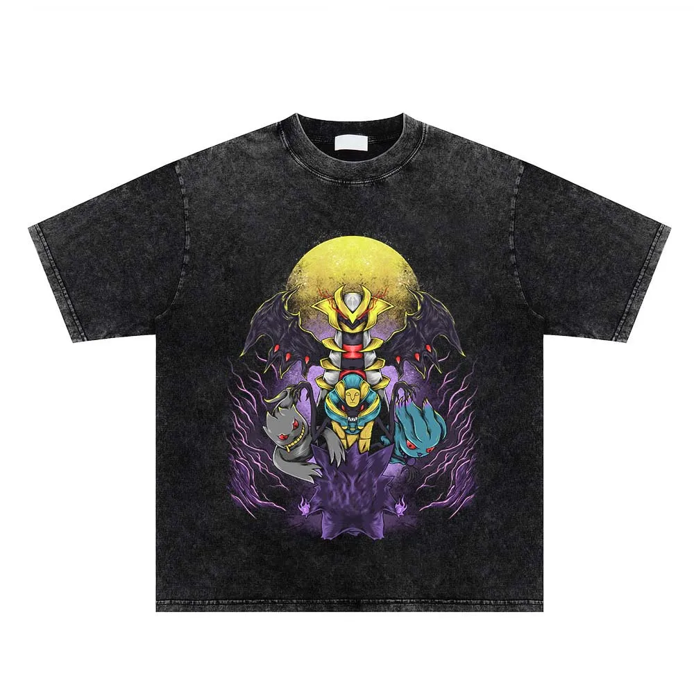 

Hip Hop Streetwear Washed T Shirt Japanese Anime Monster Graphic Print T-Shirt Short Sleeve T Shirt Men Summer Harajuku Tees