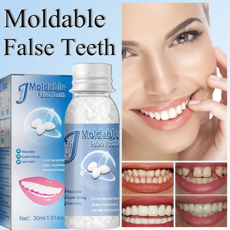 

Пластмассовые зеркальные клейкие зубные зазоры, сломанные гранулы для временного восстановления зубов, для Хэллоуина, макияж, прочный клей, уход за полостью рта