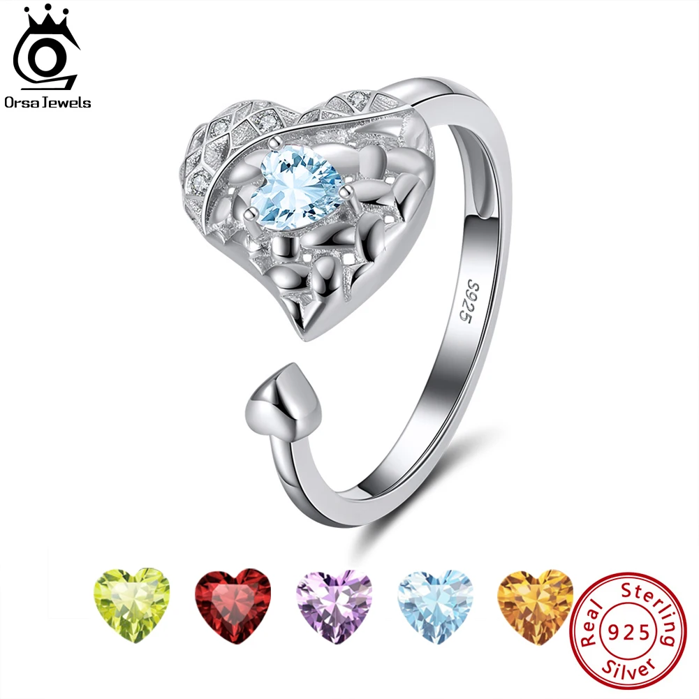 ORSA JEWELS регулируемое кольцо ручной работы из стерлингового серебра с натуральным