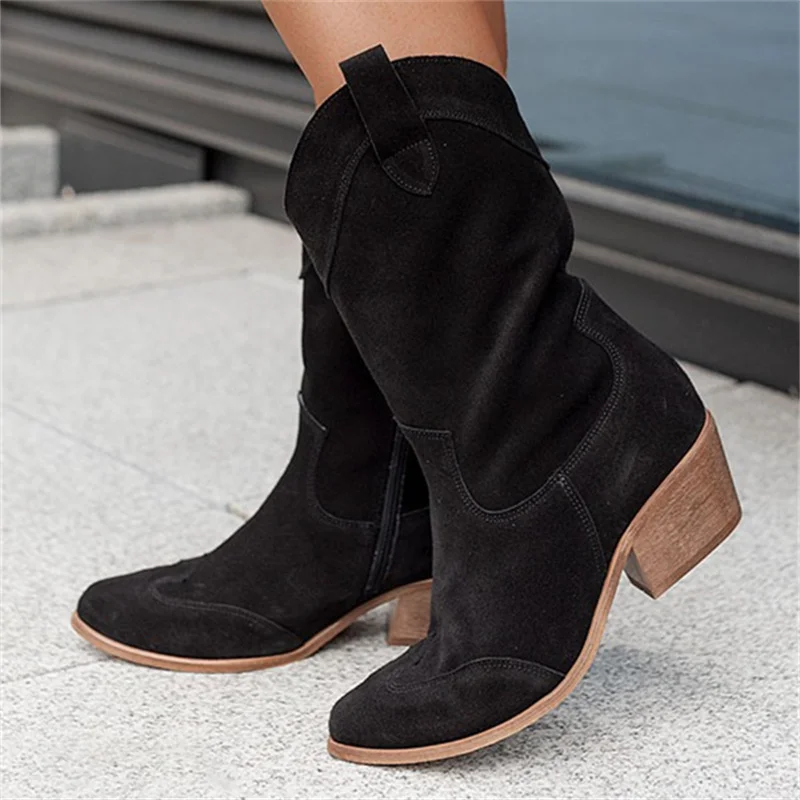 Women Ankle Boots 2022 New Designer Luxury Middle Heel Casual Women Shoes Elegant Winter Zipper Plus Size Lady Low Boots