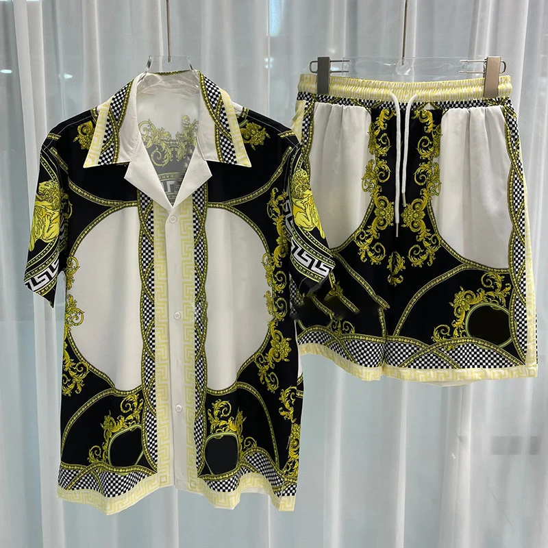 Новый комплект рубашек с кубинским воротником принтом