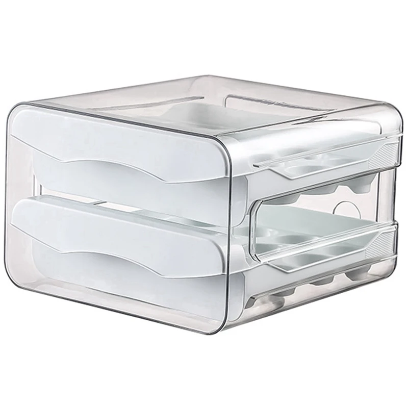 

32 Grid Egg Holder,Household Egg Storage Box For Fridge, Transparent 2Layer Chicken Storage Container