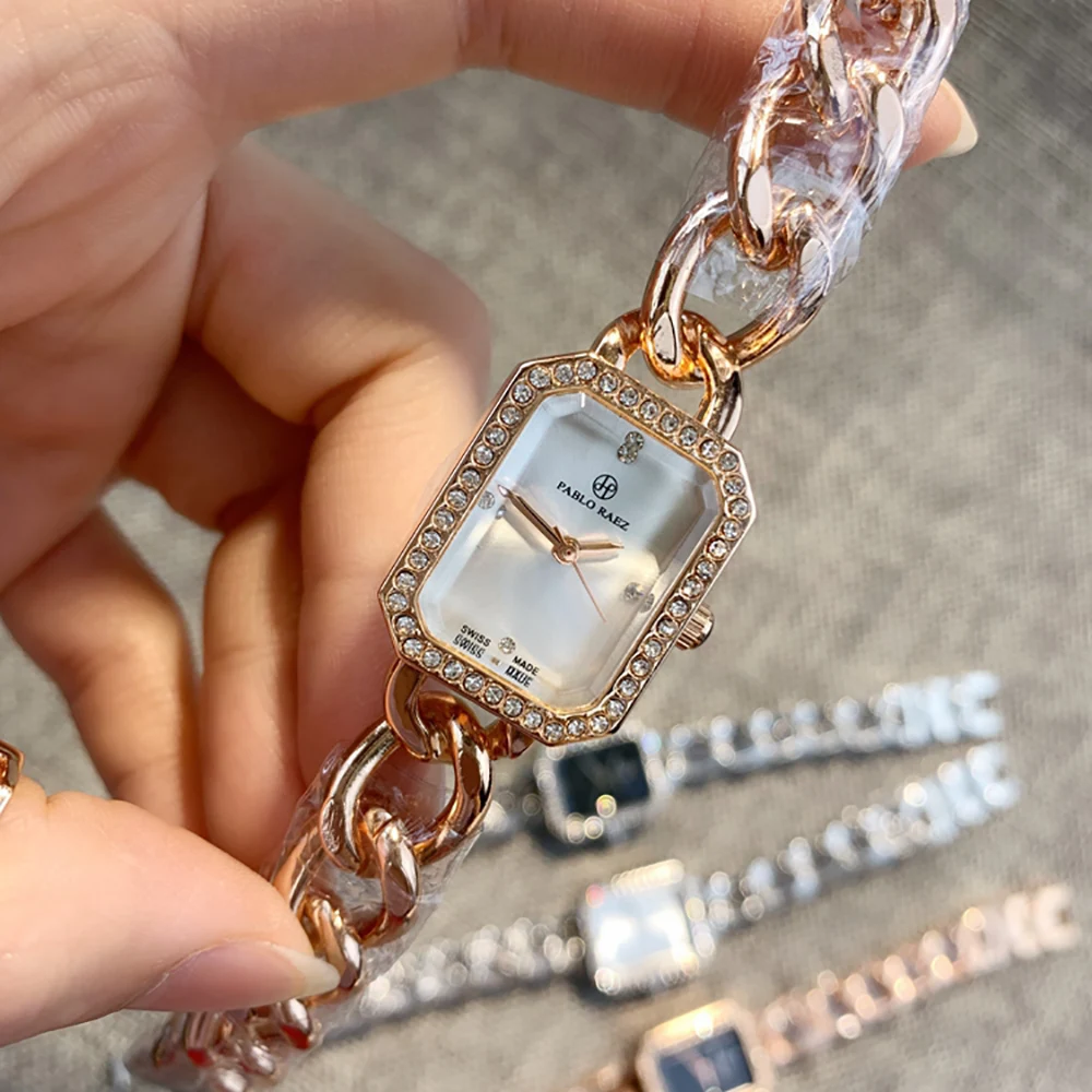 Модные женские часы с цепочкой из нержавеющей стали ретро простые элегантные