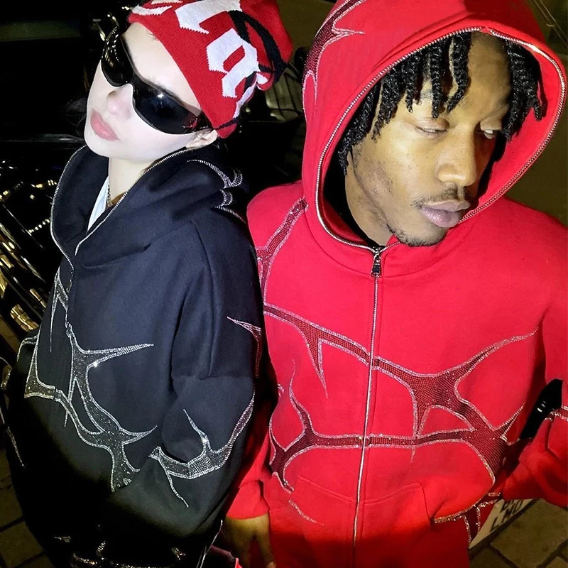 

2023 эстетичная зимняя Толстовка Y2k, Готическая Толстовка в стиле хип-хоп для пар, Женская куртка оверсайз на молнии в стиле Харадзюку