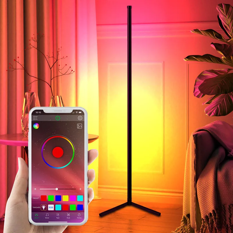 

Светодиодная музыкальная напольная лампа RGB, светодиодный ночсветильник с управлением через приложение для спальни, гостиной, углосветиль...