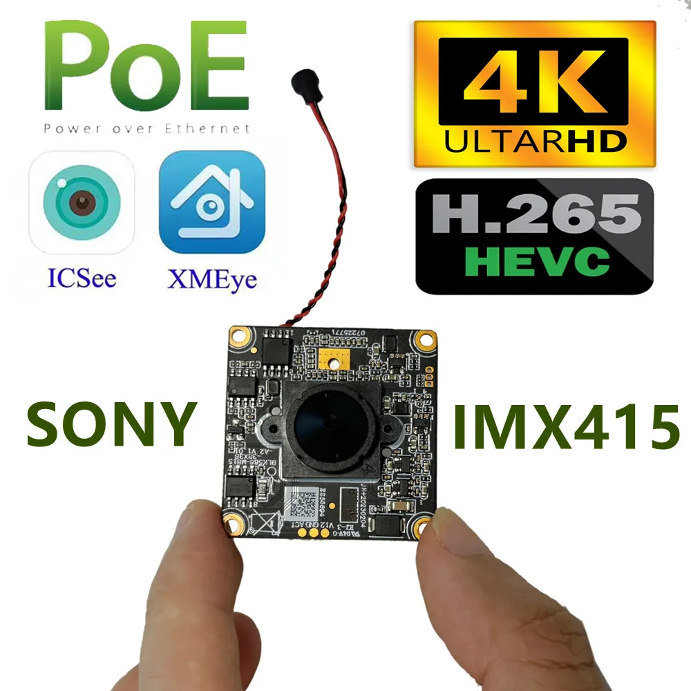 POE Mini Pin микрофон аудио H.265 CCTV видеонаблюдение IMX415 4K мини IP камера SDK 8MP Starlight