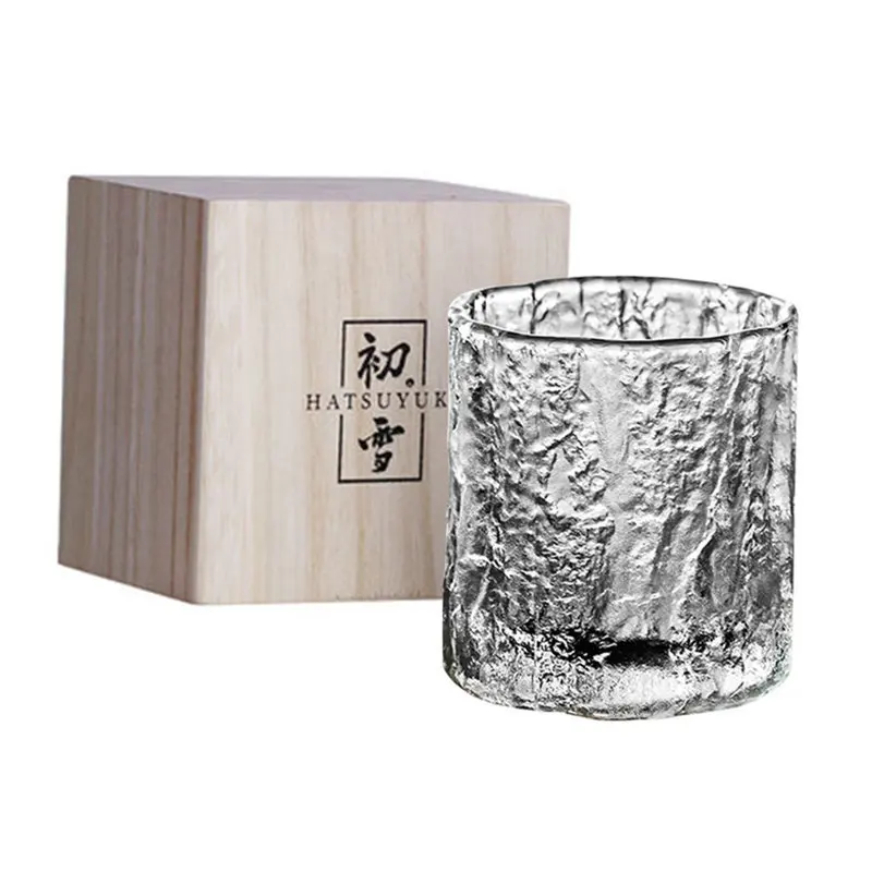 

Japanese Glacier Old Fashioned Glass Whiskey Cup Crystal Frost Design Scotch Whisky Tumblers Thick Heavy Rock Wineglass Beer Mug