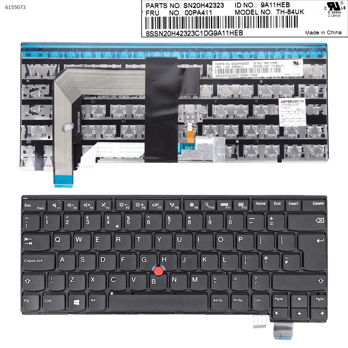 

UK Laptop Keyboard for IBM ThinkPad T460S T470S T460P T470P 13 Gen 2 Type 20J1 20J2 BLACK FRAME BLACK with point stick