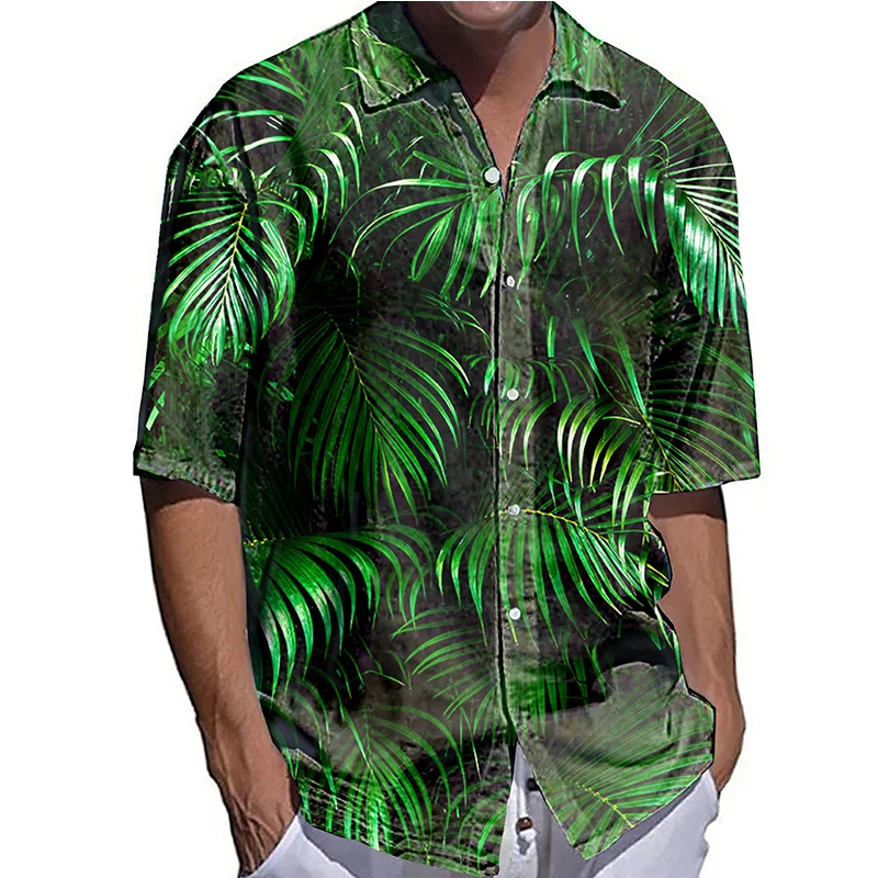 

Stylish Men Shirts Oversized Casual Shirt Birds Leaf Half Sleeve Tops Men's Clothing Hawaiian Beach Cardigan Blouses High-End