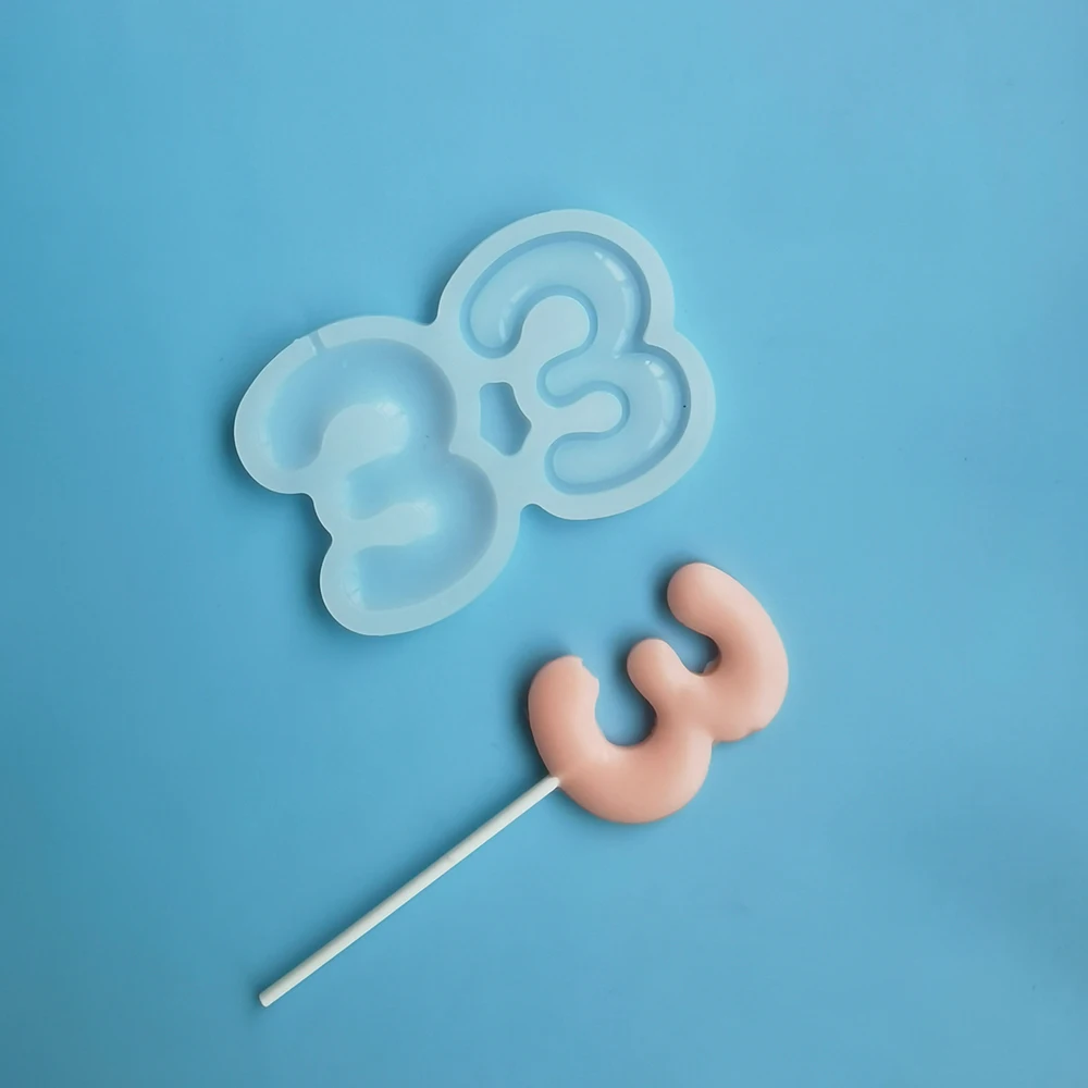 

New Number Shape Silicone Chocolate Mousse Lollipop Mould Epoxy Silicone Sugarcraft Molds Kitchen Tool Bakeware