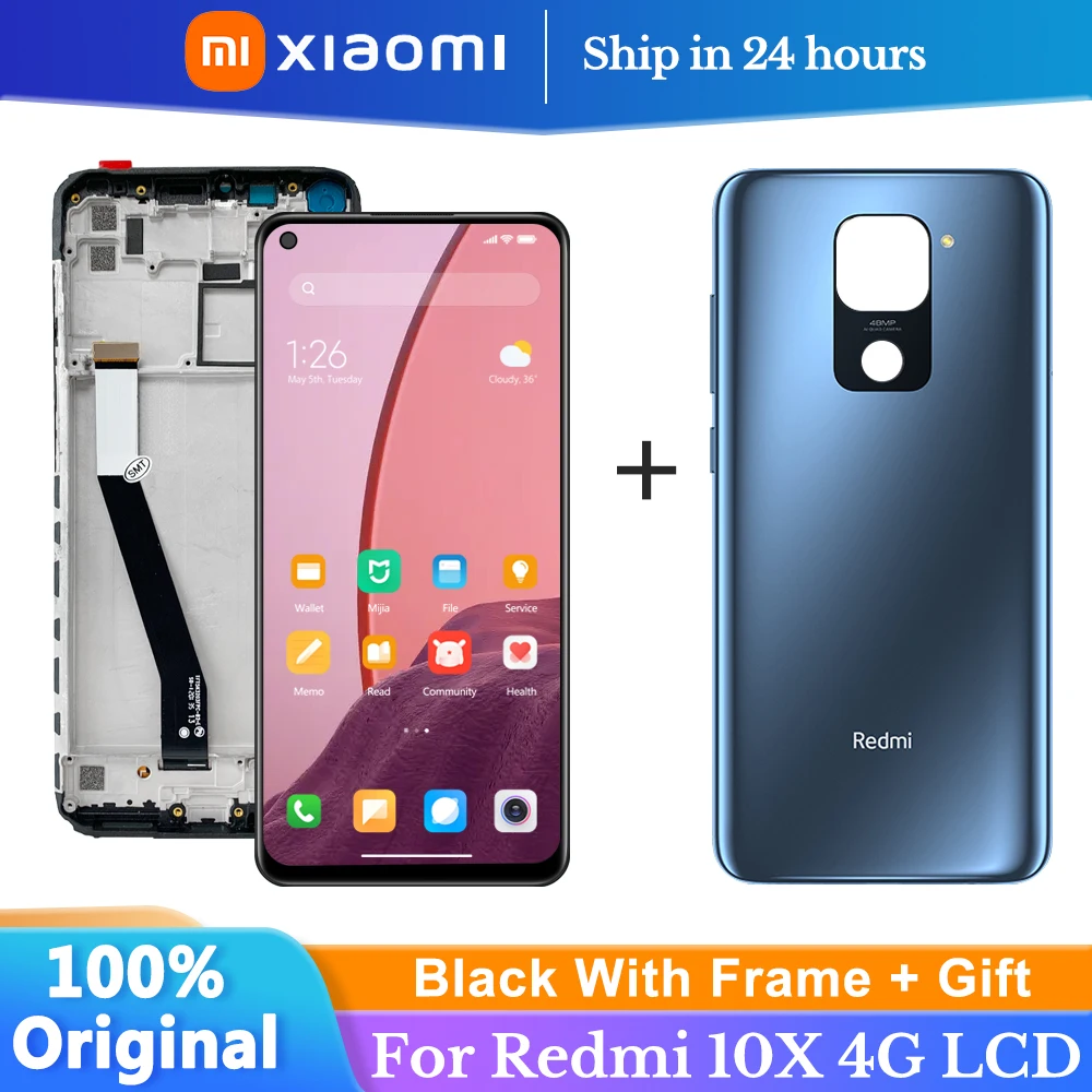 6.53 inch Original Display For Xiaomi Redmi 10X 4G Lcd Touch Screen Digitizer With Frame Assembly Replacement For Redmi Note 9