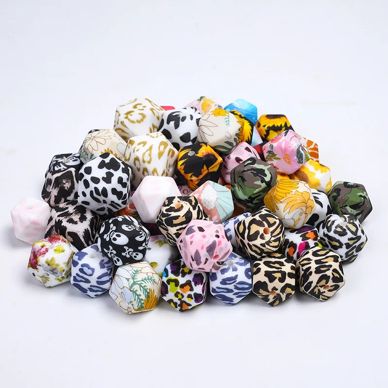 50 шт. силиконовые бусины с принтом 14 мм