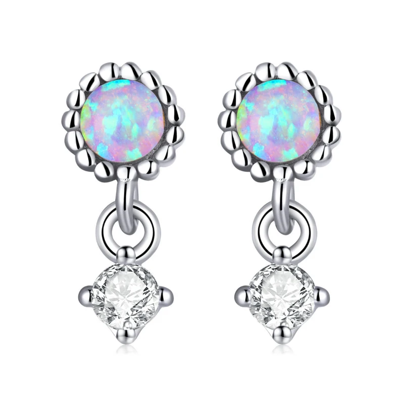 

New In 925 Silver Court Style Colored Opal Earrings for Women Exquisite Zircon Luxury Drop Piercing Earring Jewelry INS