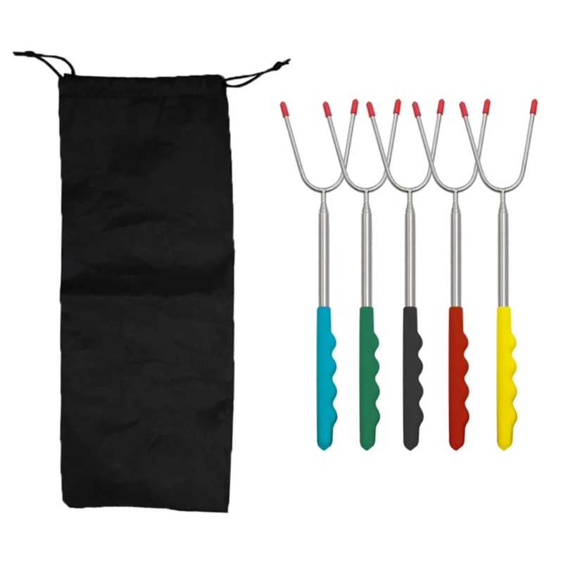 

5Pcs Roasting Sticks Stainless Telescoping Hot-Dog-Smores Skewers