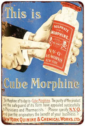 1900. Репродукция металлического знака Cube Morphine Vintage LOOK 8 x 12