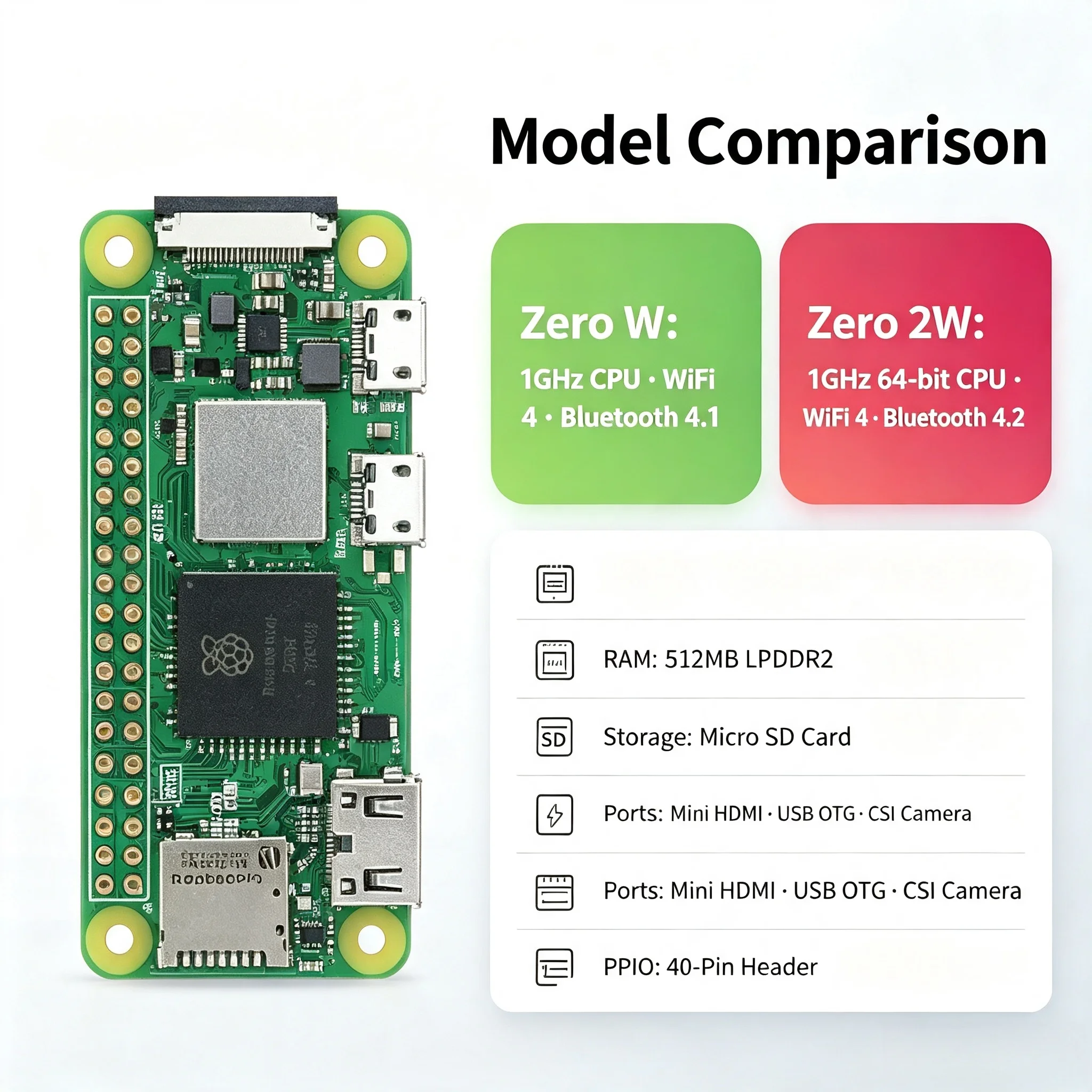 Фото Плата для разработки Raspberry Pi Zero/Zero W/Zero 2W, процессор 1 ГГц, 512 МБ ОЗУ, Wi-Fi, Bluetooth, Mini HDMI, USB OTG, GPIO, стартовый набор для DIY и IoT №4