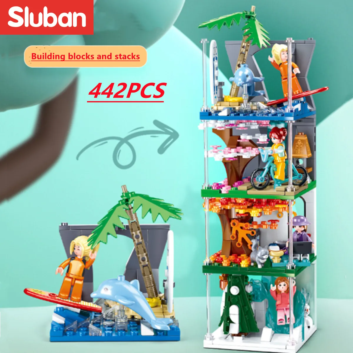

Building Block Toys Mini Handcrafts 4 IN 1 Four Seasons Set Spring Summer Fall Winter Compatbile With Leading Brand