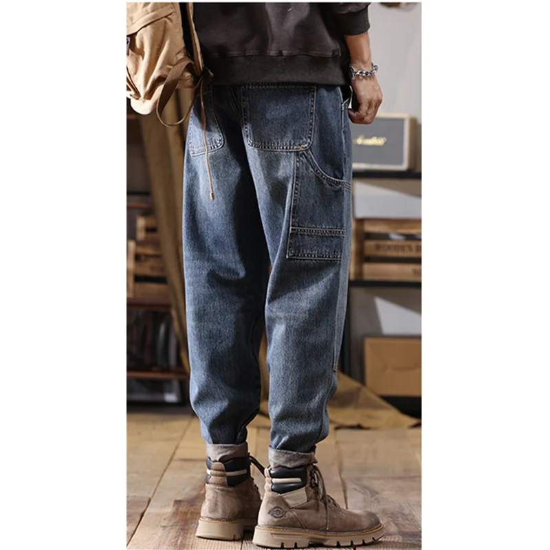 Men Clothing 2022 New Pattern Recreational Vintage Blue Jeans Straight Cylinder Loose Men's Cargo Pants Autumn and Winter Female