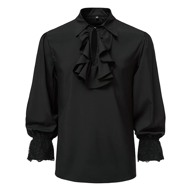 Mens Pirate Vampire Shirts Renaissance Victorian Medieval Gothic Shirt Men Party Halloween Cosplay Shirt Male Camisa Masculina