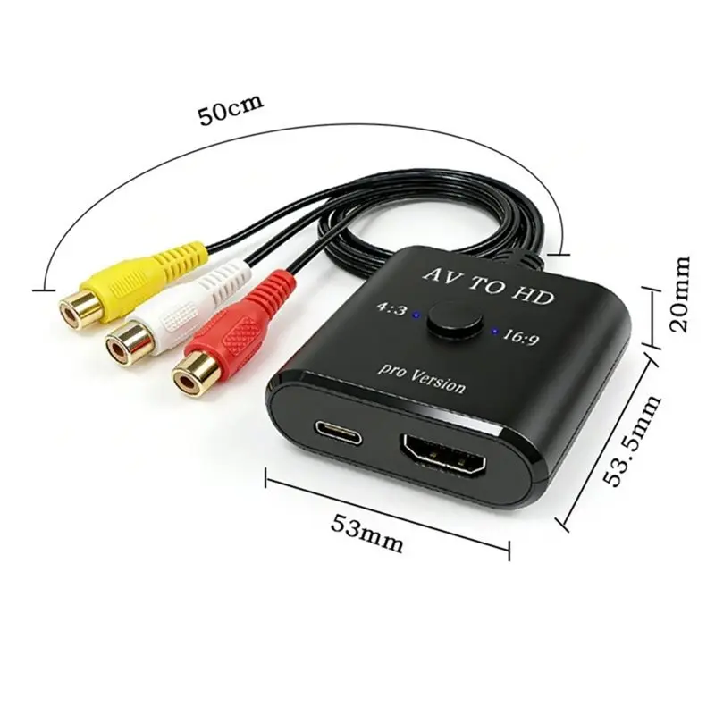 A97I-1080P AV-совместимый видеоконвертер, видео-аудиоадаптер, RCA-адаптер для HDTV, видеоадаптер для PS2, VCR, DVD, STB, монитора (art.: 3920dc6080fd3) - 3920dc6080fd3