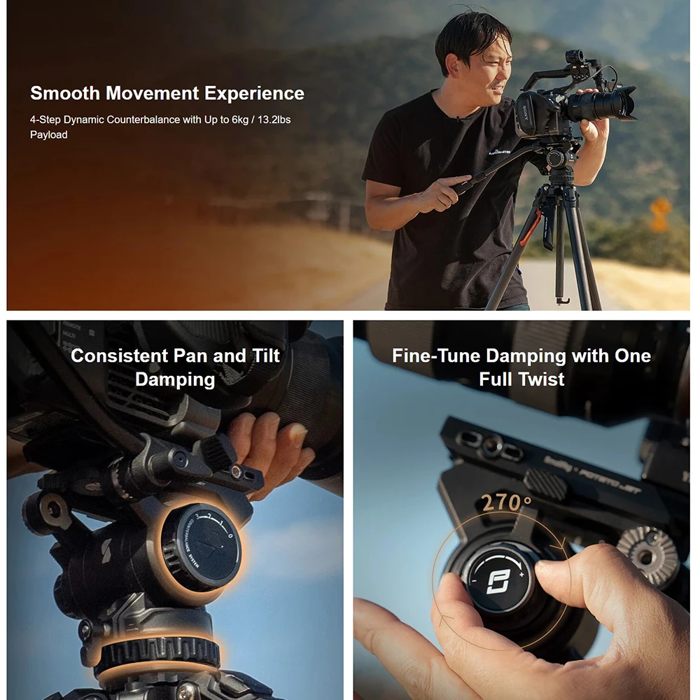 Комплект гидравлического штатива SmallRig x Potato Jet Tribex из углеродного волокна для