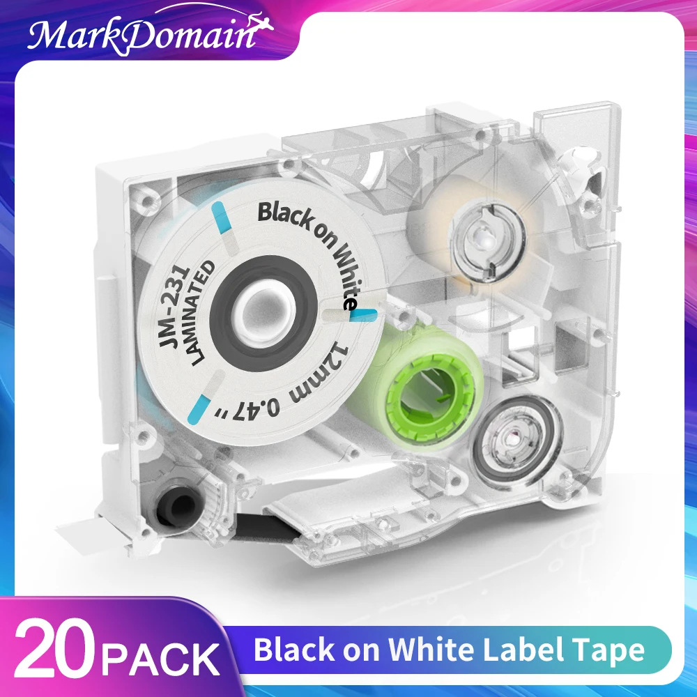 

MarkDomain 20 Pack Replacement for Brother TZe-231 TZ-231 P Touch Label Tape for P3100D Label Maker Black on White,12mmx4m