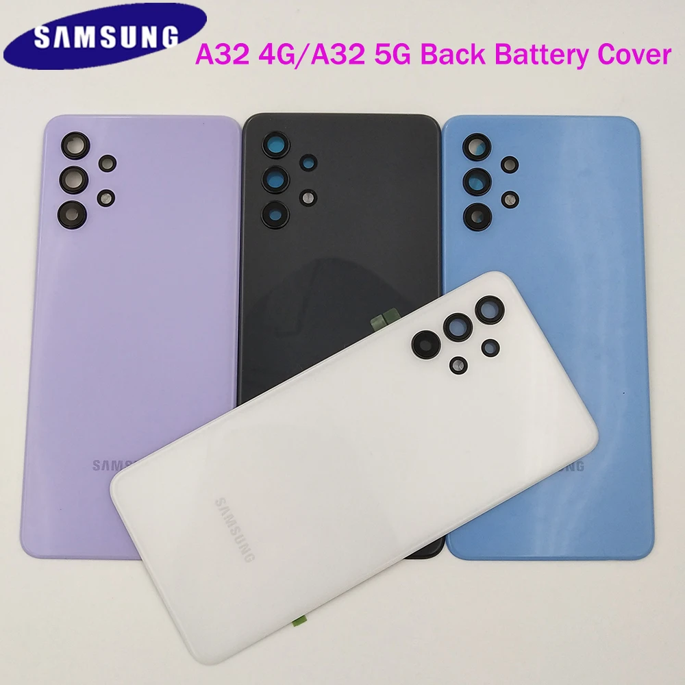 

A32 Original SAMSUNG Galaxy A 32 A325 A326 4G 5G Plastic Back Battery Cover Rear Door Housing Panel Repair Part With Camera Lens