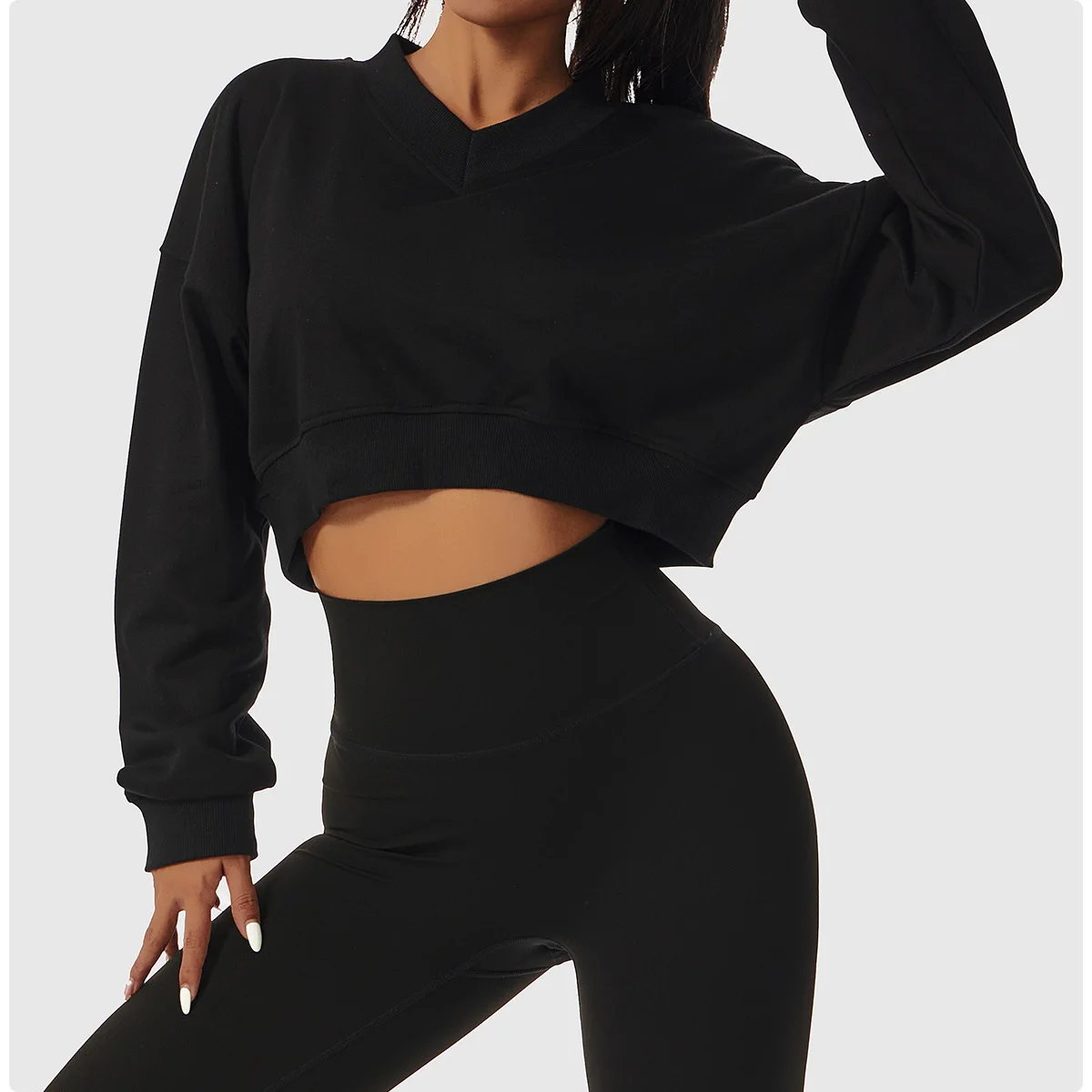 Wyplosz Solid Yoga Long Shirts Exercise Workout Running Fitness Sexy Items Winter Loose Bandage Sweater Loose Casual Solid Color