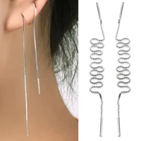 fashion women girls long dangle drop chain hook threader earrings ear stud