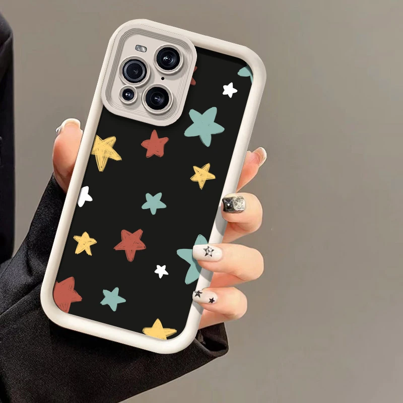 Doodle Stars Phone Case For OPPO F9 F19 F21 F23 F7 R11 R15 R17 Pro K9 K10X Camera Lens Protection Shockproof Silicone Soft Cover