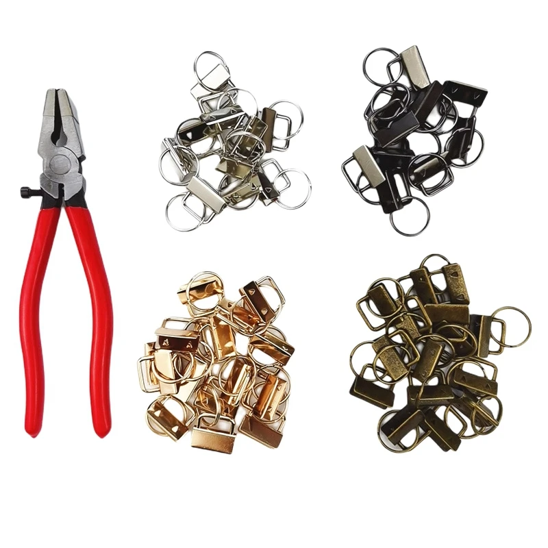 

25Mm 4 Colors Key Fob Hardware With 1Pcs Key Fob Pliers,Glass Running Pliers Tools,For Key Fob Hardware Install