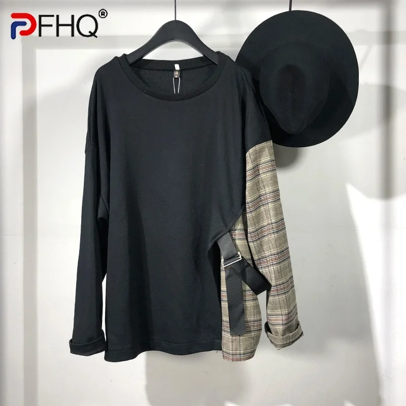 

Весна-Осень 2023, модные клетчатые футболки PFHQ, мужская элегантная Роскошная толстовка, уличные Топы с длинным рукавом, Свободный пуловер