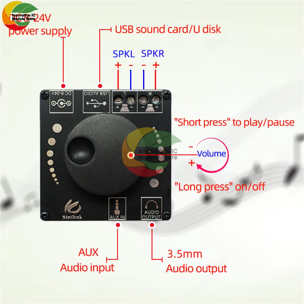 AP15H 20WX2 Bluetooth 5 0 цифровой аудио усилитель мощности плата модуль 12В 24В AUX USB звуковая