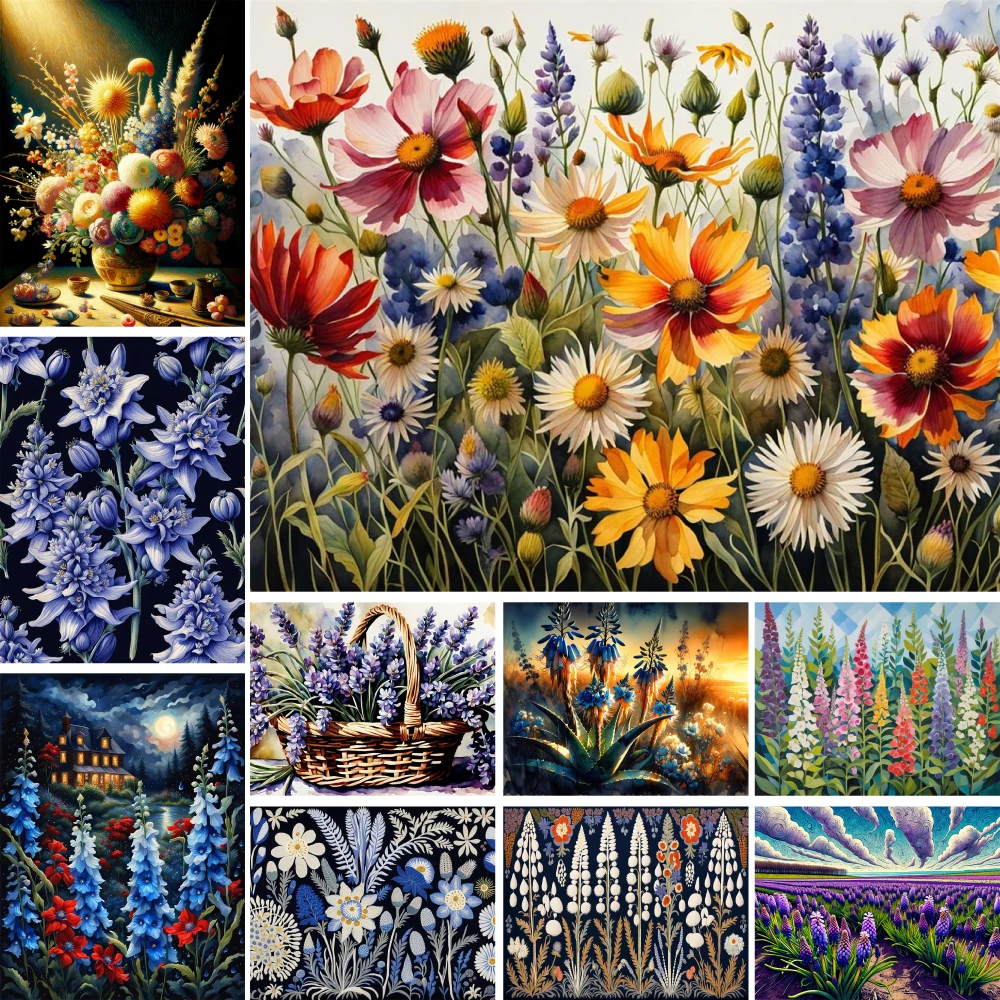 Сложенный хлопковый холст в современном стиле с вышивкой крестиком и красочной