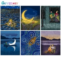 gatyztory diy pictures by number abstract scenery kits painting by numbers landscape drawing on canvas picture gift home decor