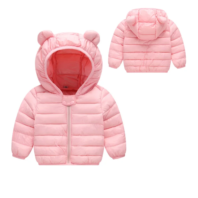 Пуховик детский легкий х/б с капюшоном однотонный