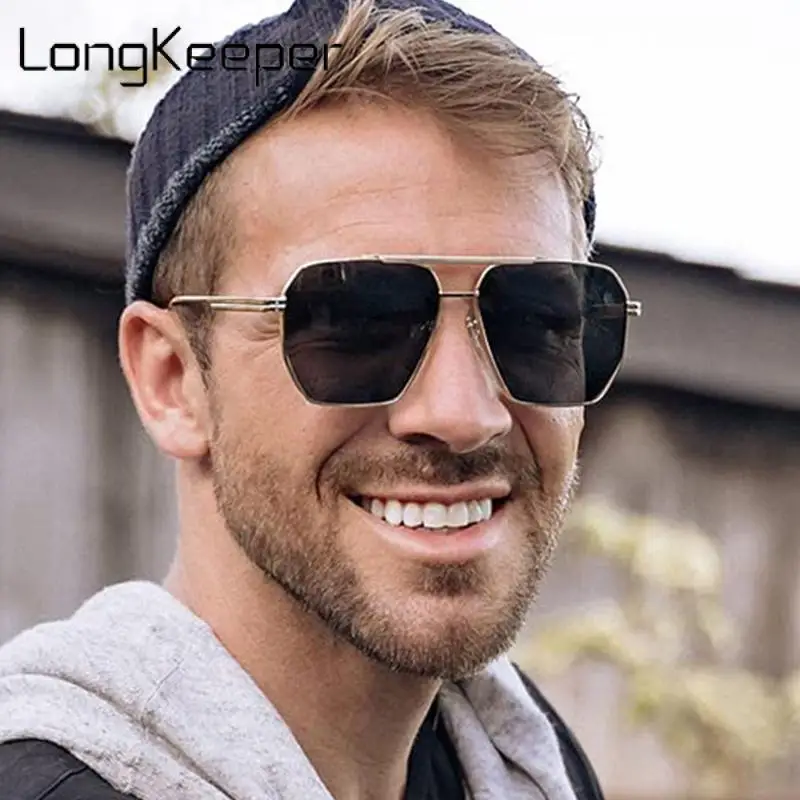 

Солнцезащитные очки с двойным лучом для мужчин и женщин, поляризационные дизайнерские, в винтажном стиле, большие, в металлической оправе, д...